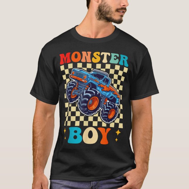 Monster Truck Boy Family Matching Monster Trucks B T-Shirt (Front)