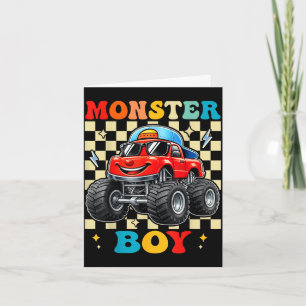Monster truck boy family matching monster trucks card