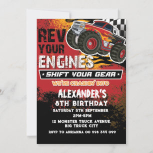 Monster Truck Boy Red Invitation
