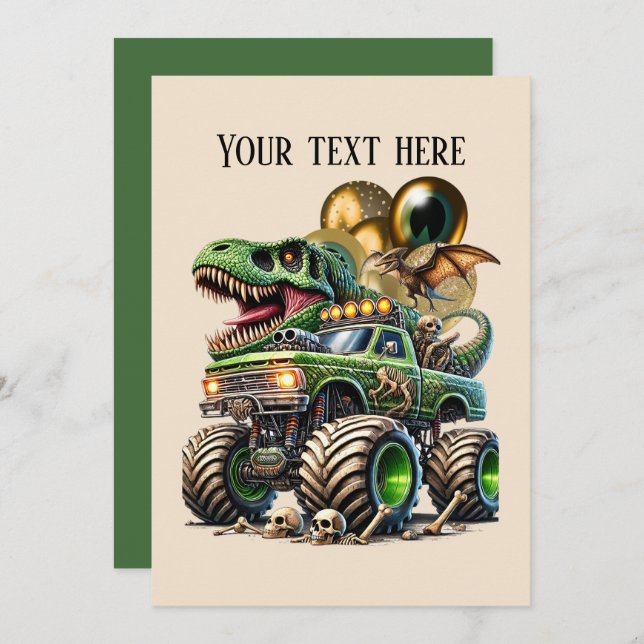 monster truck boys Birthday party customisable  Invitation (Front/Back)
