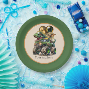 monster truck boys Birthday party customisable Paper Plate