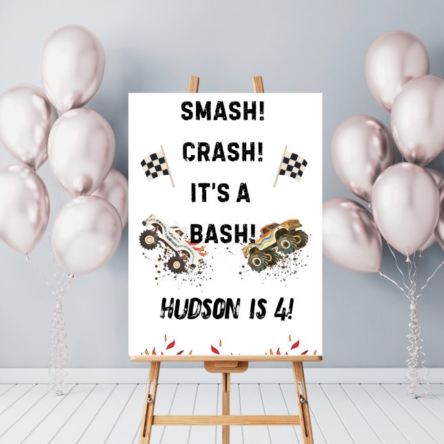 Monster Truck Boys Customisable Birthday Party Poster (Creator Uploaded)