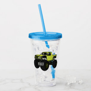 Monster truck cartoon illustration acrylic tumbler