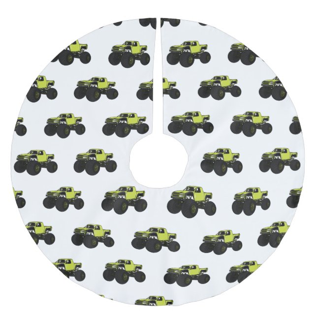 Monster truck cartoon illustration brushed polyester tree skirt (Front)