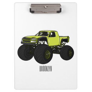 Monster truck cartoon illustration clipboard