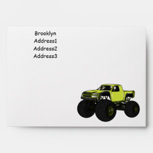 Monster truck cartoon illustration envelope