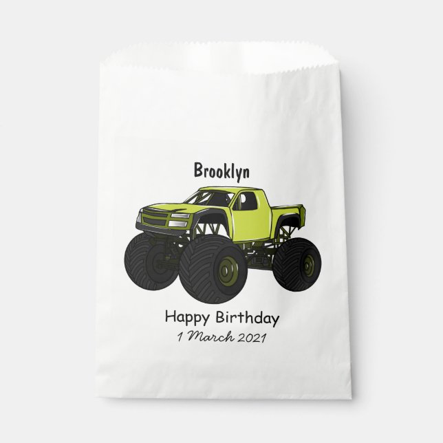 Monster truck cartoon illustration favour bag (Front)