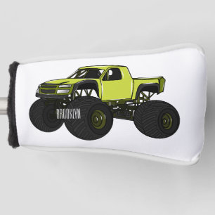 Monster truck cartoon illustration golf head cover