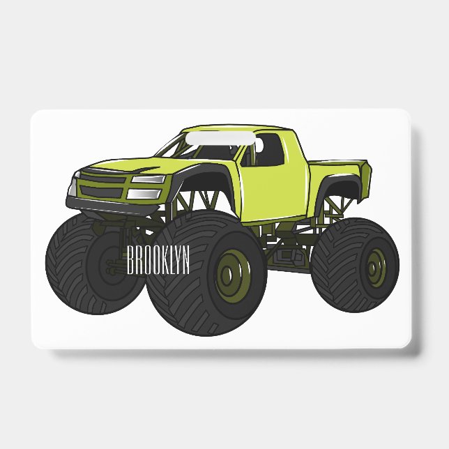 Monster truck cartoon illustration ID badge (Front)