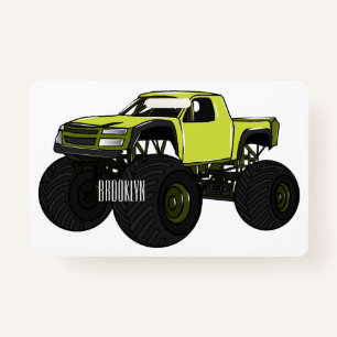 Monster truck cartoon illustration ID badge