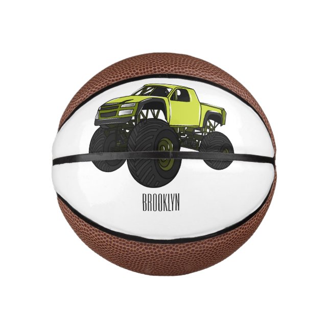 Monster truck cartoon illustration mini basketball (Front)