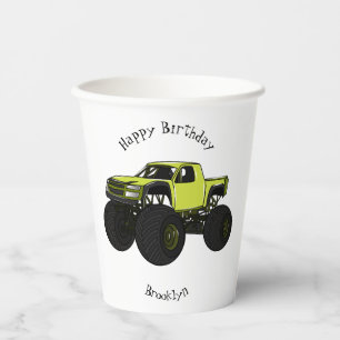 Monster truck cartoon illustration paper cups