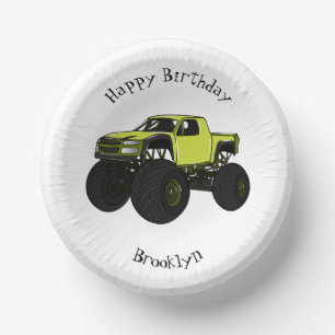 Monster truck cartoon illustration paper plate
