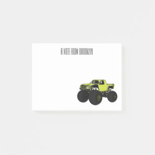 Monster truck cartoon illustration post-it notes