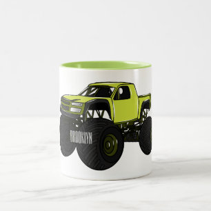 Monster truck cartoon illustration Two-Tone coffee mug