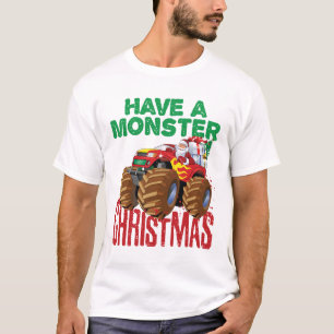 Monster Truck Christmas Santa Claus Boys Toddlers T-Shirt