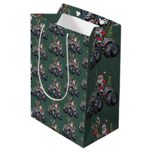 Monster Truck Christmas Santa Holiday Kids Medium Gift Bag