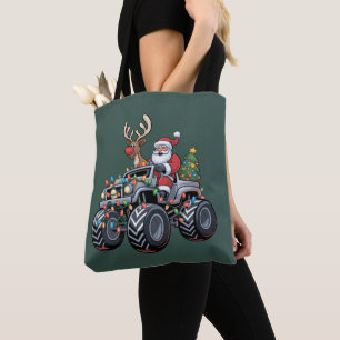 Monster Truck Christmas Santa Holiday Kids Tote Bag