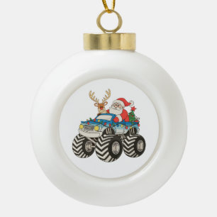 Monster Truck Christmas Santa Reindeer Festive Ceramic Ball Christmas Ornament