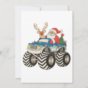 Monster Truck Christmas Santa Reindeer Festive Holiday Card