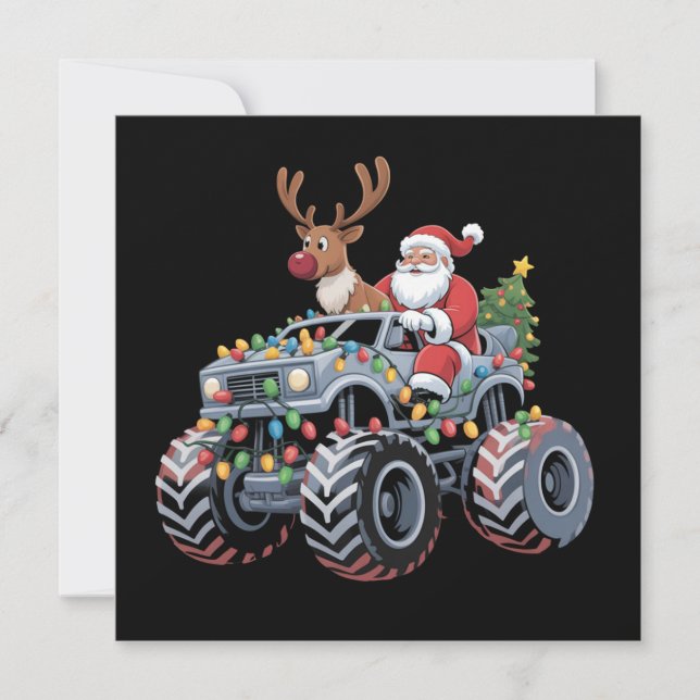 Monster Truck Christmas Santa Reindeer Holiday  (Front)