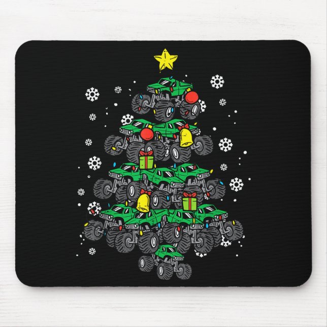 Monster Truck Christmas Tree Xmas Boys Toddler Kid Mouse Pad (Front)
