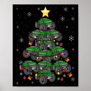 Monster Truck Christmas Tree Xmas Boys Toddler Kid Poster