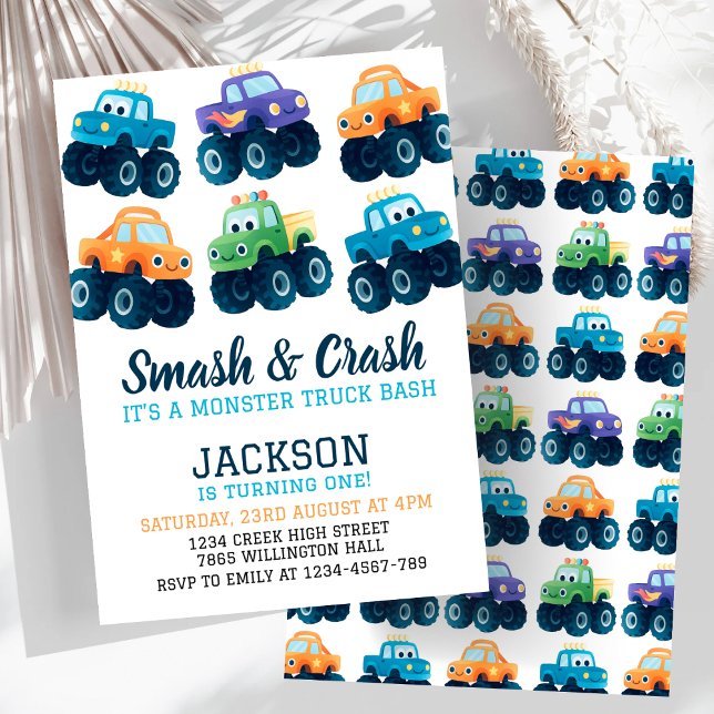 Monster Truck Colourful Car Boys Birthday  Invitation (Creator Uploaded)