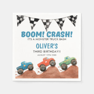 Monster Truck Colourful Cars Birthday Napkin