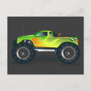 Monster Truck. Cool and colourful modified Pick up Postcard