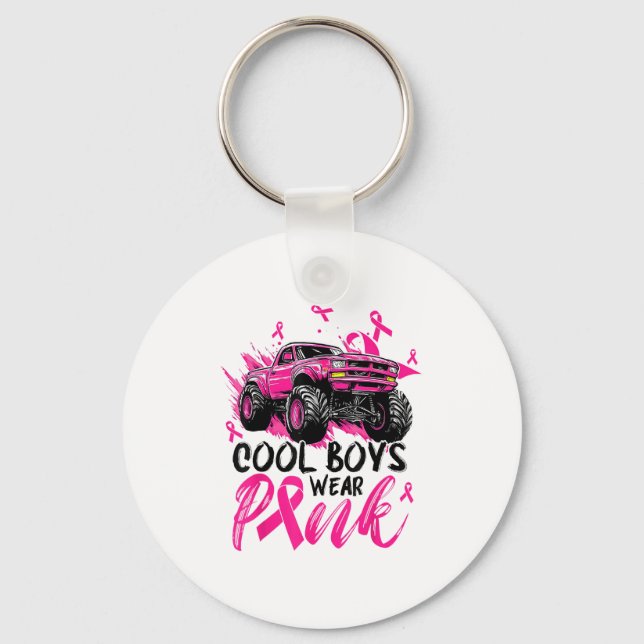 Monster Truck Cool Boys Wear Nk Breast Cancer Awar Key Ring (Front)