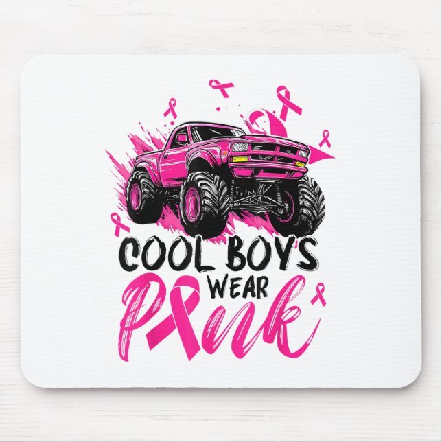 Monster Truck Cool Boys Wear Nk Breast Cancer Awar Mouse Pad (Front)