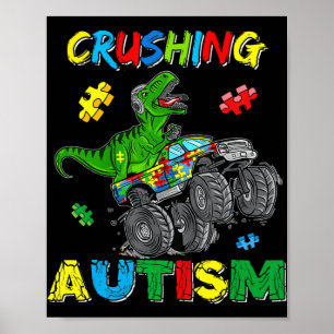 Monster Truck Crushing Austim Autism Awareness TR Poster