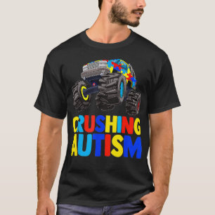 Monster Truck Crushing Austim Shirt Autism Awarene
