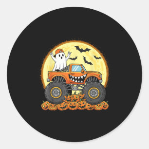 Monster Truck Cute Boo Pumpkin Funny Halloween Kid Classic Round Sticker