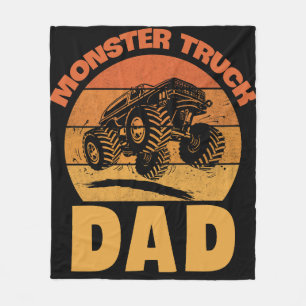Monster Truck Dad Retro Vintage Monster Truck Fleece Blanket