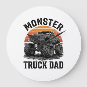 Monster Truck Dad Vintage Off Road Graphic_1 Large Clock