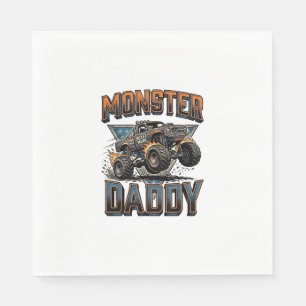 Monster Truck Daddy Vintage Engraving Shirt Design Napkin