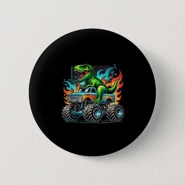 Monster Truck Dinosaur Birthday Party Monster Truc 6 Cm Round Badge (Front)