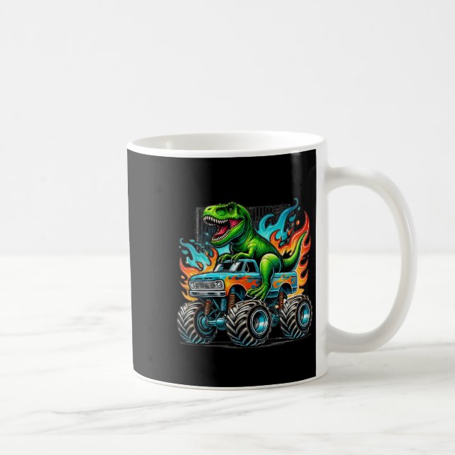 Monster Truck Dinosaur Birthday Party Monster Truc Coffee Mug (Right)