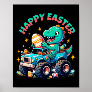 Monster Truck Dinosaur Boys Easter Graphic Top Poster