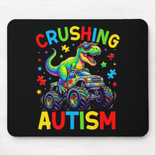 Monster Truck Dinosaur Crushing Autism Awareness Mouse Pad