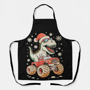 Monster Truck Dinosaur T Rex Christmas Xmas Apron