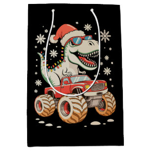 Monster Truck Dinosaur T Rex Christmas Xmas Medium Gift Bag