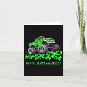 Monster Truck Drives Over Ribbon Mental Health Awa Card