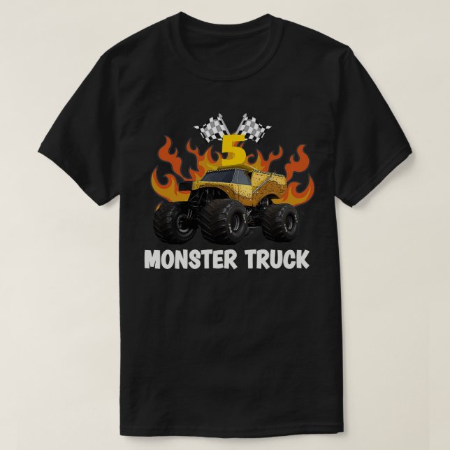 Monster Truck EarthShaker for Kids 5 Birthday Gift T-Shirt (Design Front)