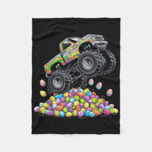 Monster Truck Easter Teens Boys Kids Easter Bunny  Fleece Blanket