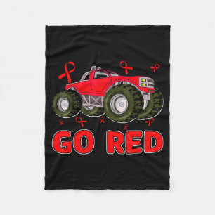 Monster Truck February Heart Disease Awareness Mon Fleece Blanket