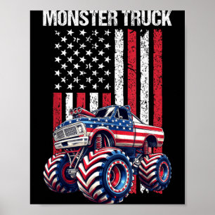 Monster Truck Flag 250 Years 1776 2026 Boys Kids Poster