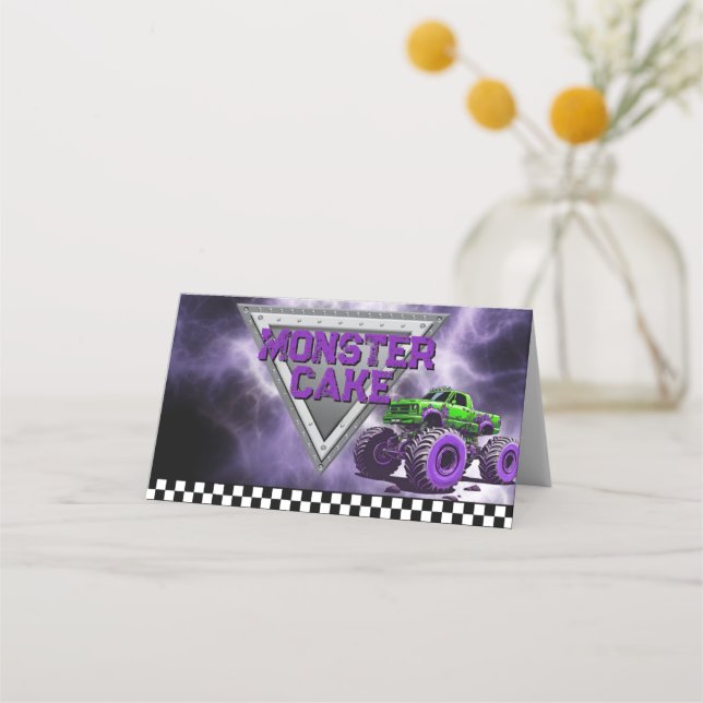 Monster Truck Food Label Tent Place Card (Front)